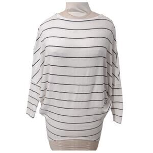 LULUS White Stretchy Knit Top Black Stripes Bodycon Size S Loose Comfy Casual